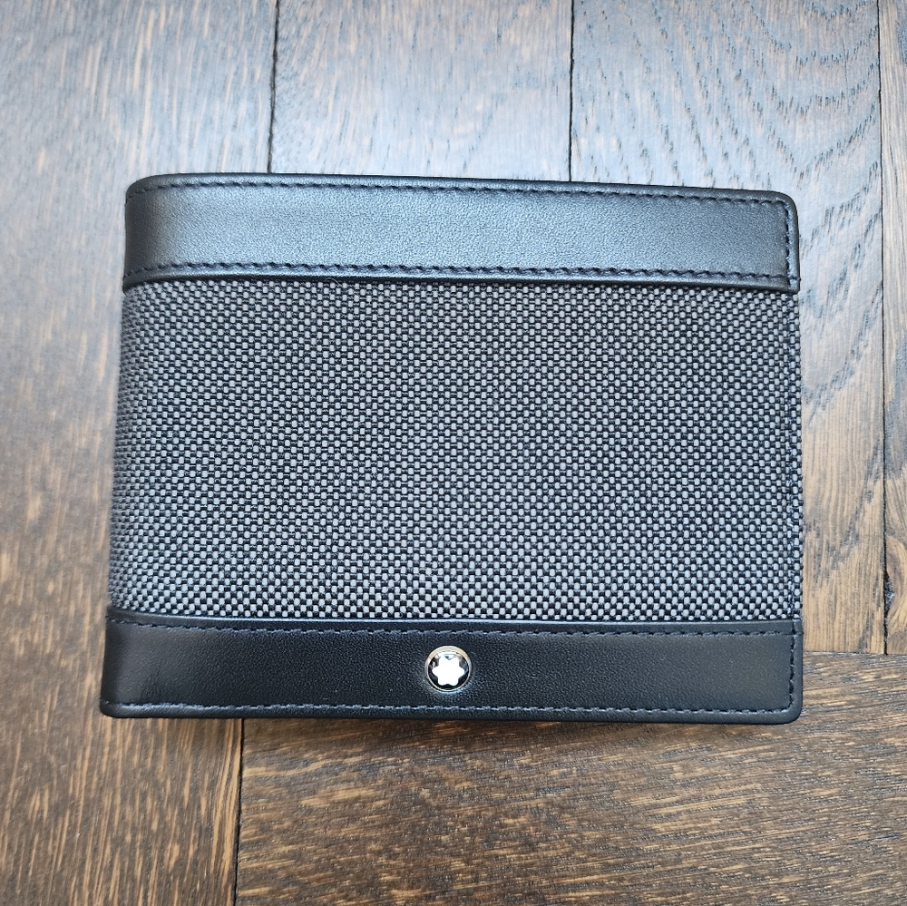 $355 New 100% Auth Montblanc   Meisterstuck Canvas Bifold 6CC Wallet Grey#106729